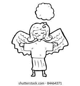 cartoon angel with thought bubble