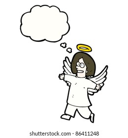 cartoon angel with thought bubble