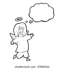 cartoon angel with thought bubble