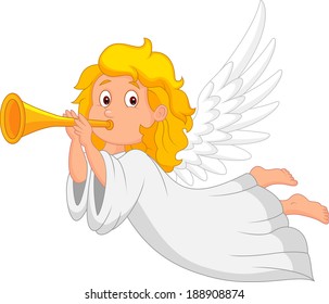 Cartoon angel with trumpet