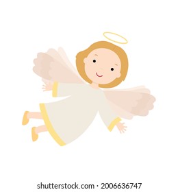 Cartoon angel. Vector illustration isolated on white background.