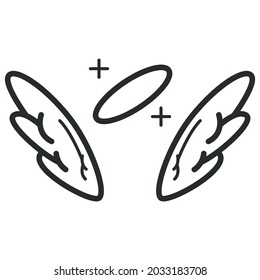 Cartoon angel wing with nimbus vector icon isolated on a white background.