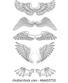 Heraldic Wings Set Tattoo Mascot Design Stock Vector (Royalty Free ...