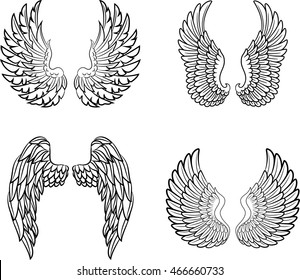 Cartoon angel wings collection set