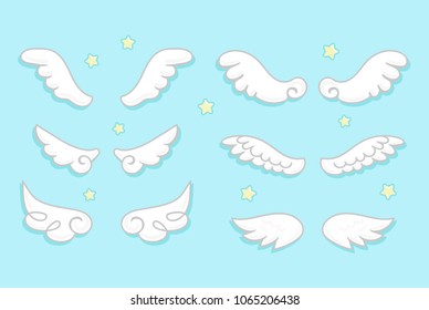 Cartoon Angel Wings Set Stars Cute Stock Vector Royalty Free Shutterstock