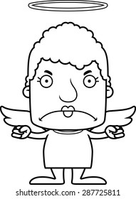 A cartoon angel woman looking angry.
