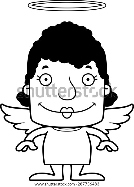 Cartoon Angel Woman Smiling Stock Vector (Royalty Free) 287756483 ...