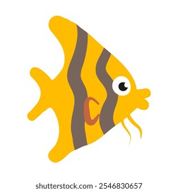 Cartoon Angelfish Vector Illustration on White Background