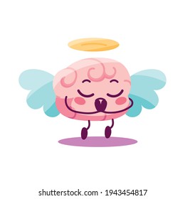 Cartoon of an angelic brain - Vector illustration