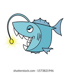 Cartoon Angler Fish Monster Illustration