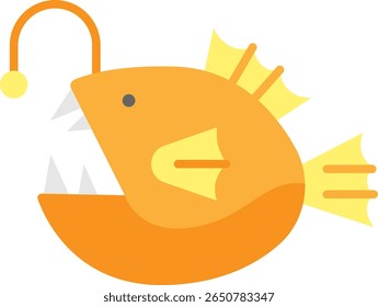 Cartoon Angler peixe com dentes afiados