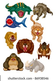 cartoon angry animal icons
