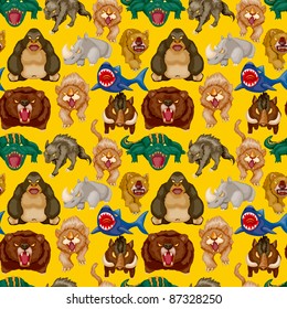 cartoon angry animal seamless pattern