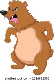 Cartoon Angry Baby Bear On White Background