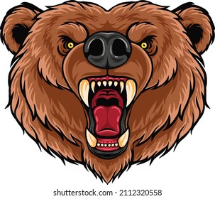 Cartoon angry bear head mascot design