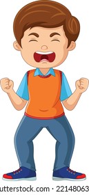 Cartoon angry boy screaming expression
