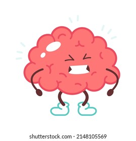 Cartoon angry brains. Vector illustration