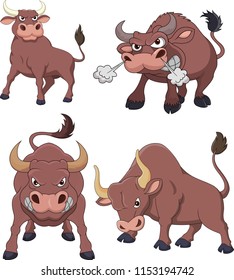 Cartoon angry bull collection set