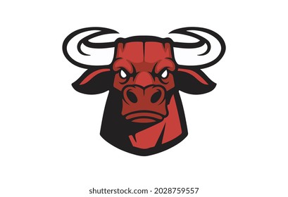 Cartoon angry bull head mascot