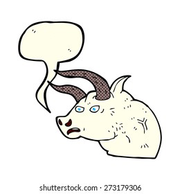 cartoon angry bull head with speech bubble