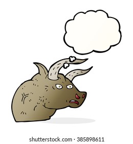cartoon angry bull head with thought bubble