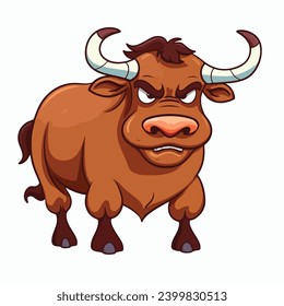 A Cartoon Angry Bull Isolated