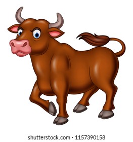 Cartoon angry bull isolated on white background
