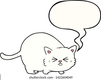 caricatura de gato enfurecido con burbuja de habla