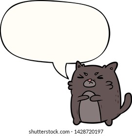 caricatura de gato enfurecido con burbuja de habla
