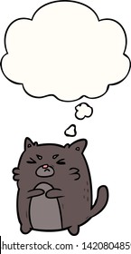 cartoon angry cat with thought bubble