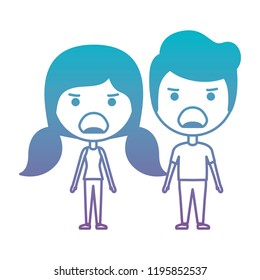 cartoon angry couple kawaii characters