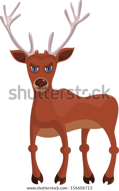 Cartoon Angry Deer Isolated On White Stock Vector (Royalty Free) 156606713