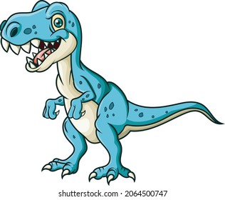 Cartoon angry dinosaur on white background