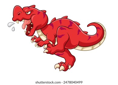 Cartoon angry dinosaur is running