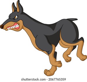 Cartoon Angry Doberman Dog Running