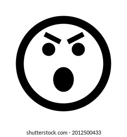 Cartoon angry  and evil smile face emoticon icon in flat style