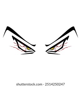 Cartoon angry expression eye design with transparent background. Perfect for stickers, tattoos, icons, stamps