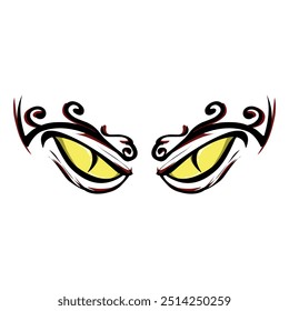 Cartoon angry expression eye design with transparent background. Perfect for stickers, tattoos, icons, stamps