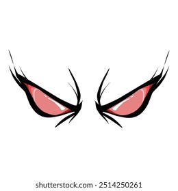 Cartoon angry expression eye design with transparent background. Perfect for stickers, tattoos, icons, stamps