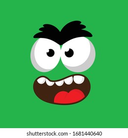 cartoon angry face character.vector illustration.