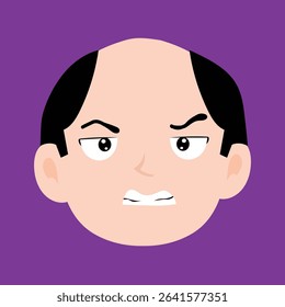 Cartoon Angry face expressions of bald men cartoon illustrations. 