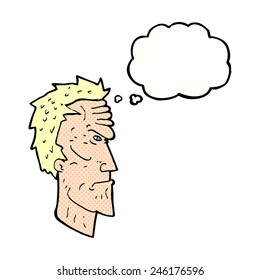 cartoon angry face with thought bubble