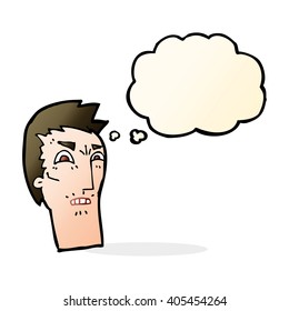 cartoon angry face with thought bubble