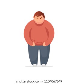 Cartoon angry fat man  Fat Man Feeling Sick. Vector Illustration