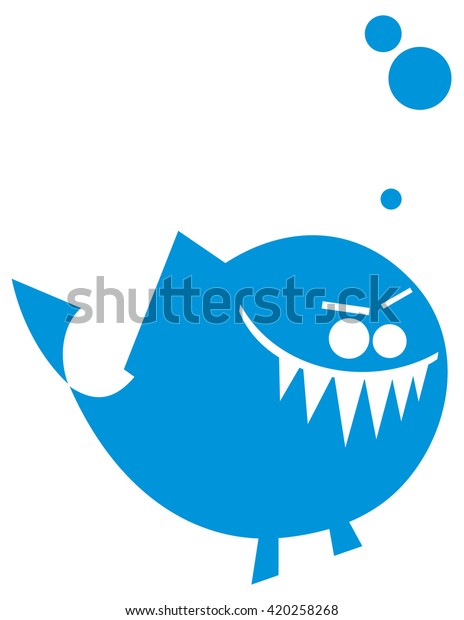 Cartoon Angry Fish Icon Stock Vector (Royalty Free) 420258268 ...