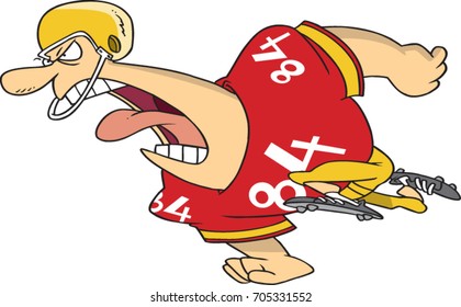 cartoon angry football player charging