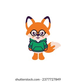 cartoon angry fox illustration with hoodie and glasses