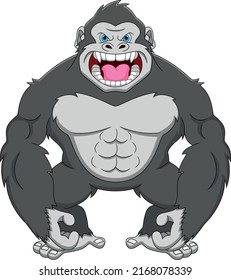 cartoon angry gorilla on white background