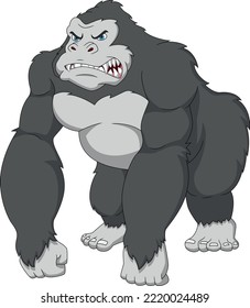 cartoon angry gorilla on white background
