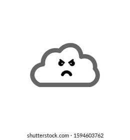 Cartoon angry grey cloud. vector illustration.
